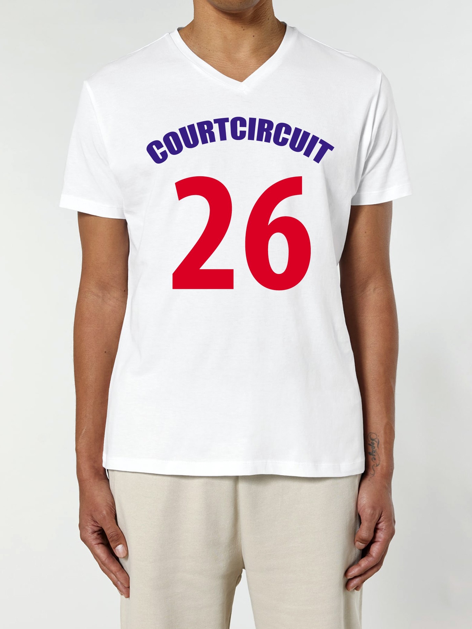tee shirt 26 col v homme tricolore